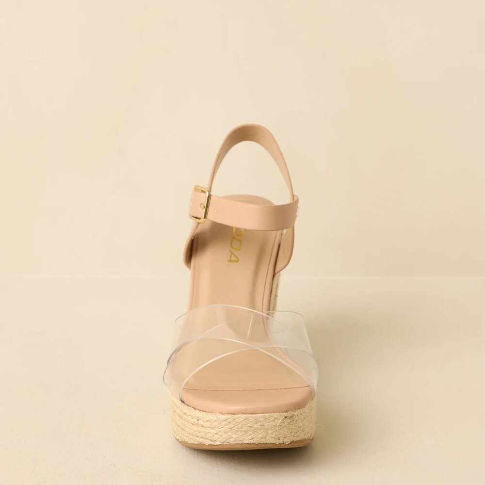 Soda Tan and Clear Espadrille Platform Sandals - Picture 5 of 6